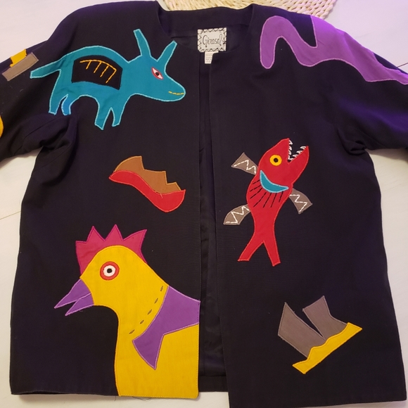 girasol Jackets & Blazers - Girasol vintage animal applique jacket car…